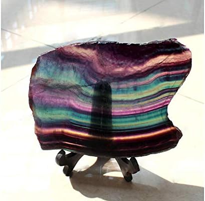 Rainbow Fluorite Slice Healing Crystal with Stand