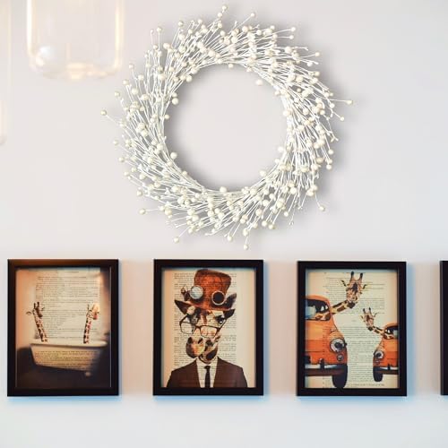 Pearl White Berry Wreath for Front Door 20 Inch Wall Hanging
