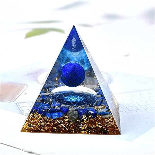 PEKMAR Natural Crystal Lazuli Eye Stone 60mm Pyramid for Reiki Decoration