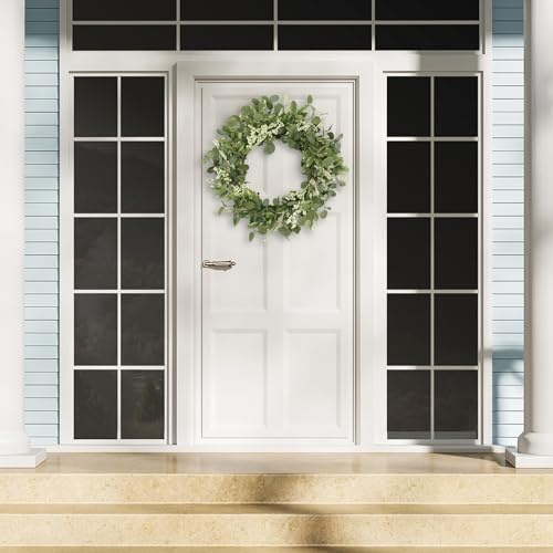 20 Inch Green Eucalyptus Wreath with Berries for Front Door Decor