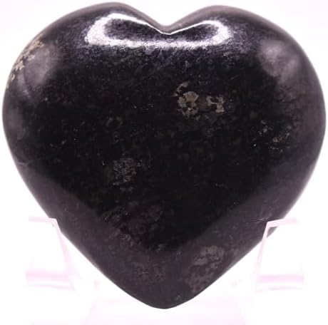Pair 25 Inch Nuummite Heart Crystals with Stand