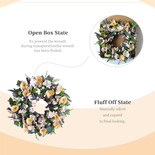 24-inch Purple Lavender Yellow Wreath for Home Wedding