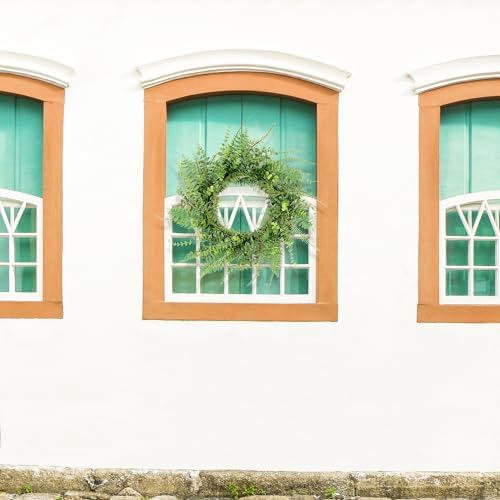 26 Inch Handmade Green Fern Wreath for Front Door Decoration