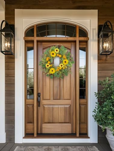 Lemon Sunflower Wreath for Front Door Spring Decor