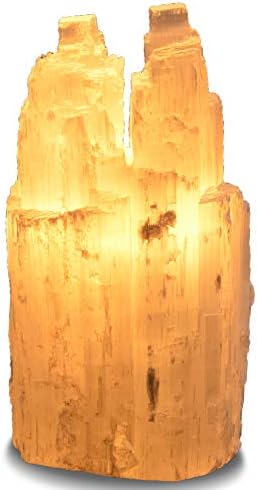 2 Pieces Natural White Selenite Double Skyscraper Lamps with Dimmer Switch