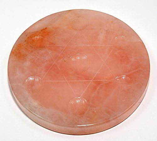 Rose Quartz Egg Crystal Stand with Star of David Design
