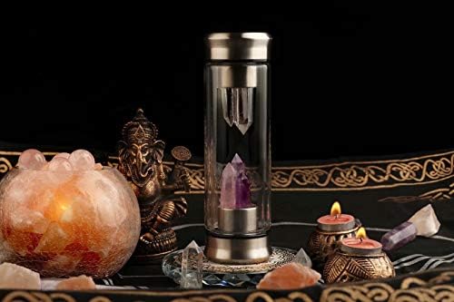 Crystal Water Bottle with Healing Crystal Wand and Chakra Stones