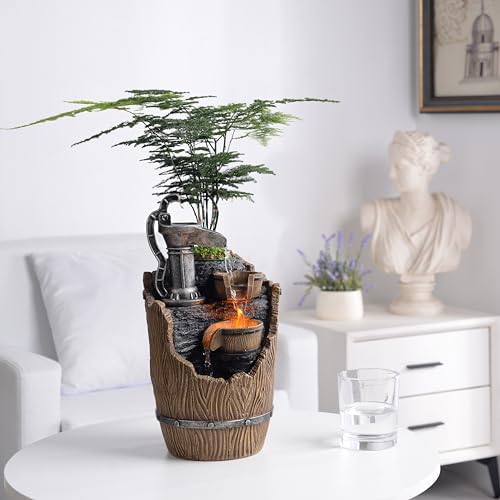 Tabletop Fountain with LED Lights for Relaxation and Air Purification