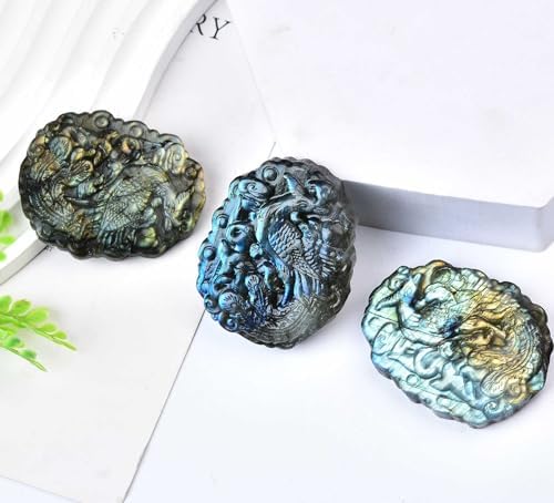 AMOYSTONE Labradorite Healing Palm Stone for Jewelry and Decoration