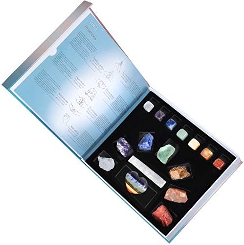 Rockcloud Chakra Therapy Starter Kit with 7 Stones and Worry Stone