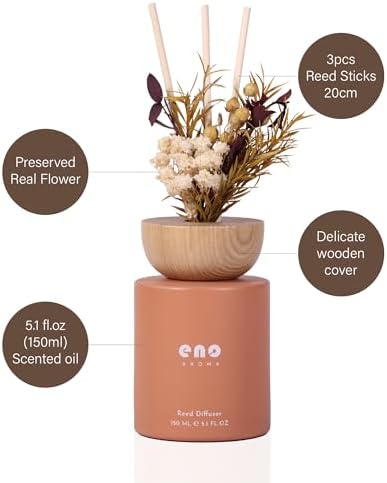 Reed Diffuser Set with Dried Flowers and Essential Oils