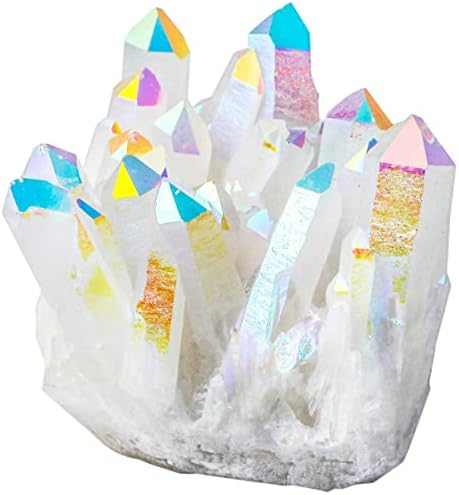 Rockcloud Titanium Coated Crystal AB Rough Stone Cluster Druzy Geode Figurine 2 Pcs
