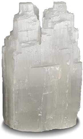 2 Pieces Natural White Selenite Double Skyscraper Lamps with Dimmer Switch