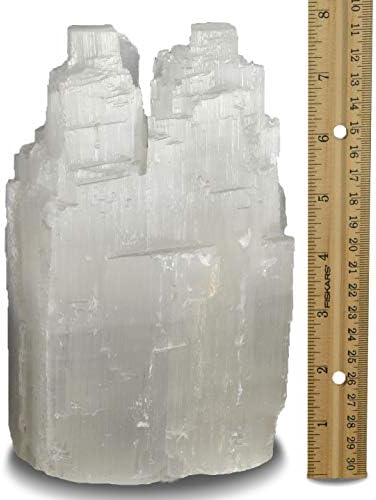 2 Pieces Natural White Selenite Double Skyscraper Lamps with Dimmer Switch