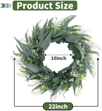 Seasons 22 Inch Artificial Eucalyptus Wreath for Front Door