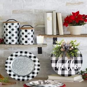 Vofuly Buffalo Plaid Door Wreath 12 Inch Farmhouse Decor