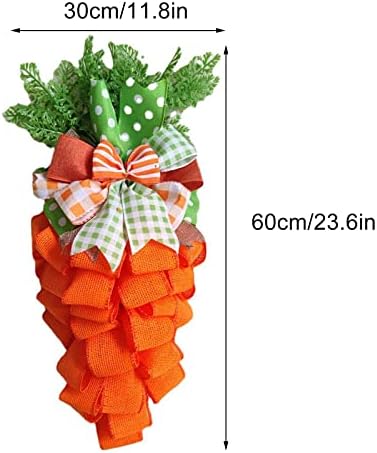 Easter Carrot Wreath with Striped Bow for Front Door