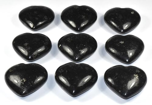 Pair 25 Inch Nuummite Heart Crystals with Stand