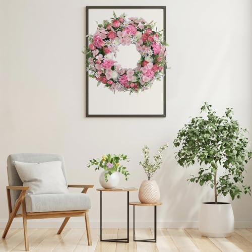 Elegant Pink Flower Door Wreath 24-26 Inch