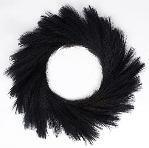 24 Inch Black Faux Pampas Grass Wreath for Front Door