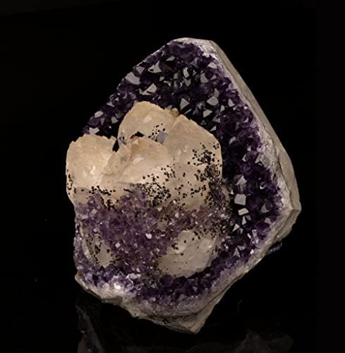 Ag Minerals Calcite on Amethyst with Goethite Stones