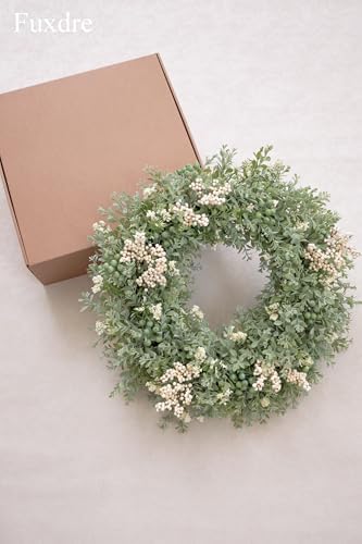 Realistic Greenery Wreath for Front Door - 197 Inch Artificial Eucalyptus Spring Decor