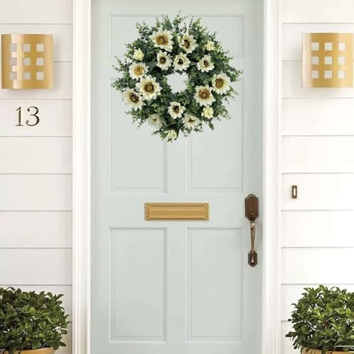 20 Inch Artificial Sunflower Wreath for Front Door