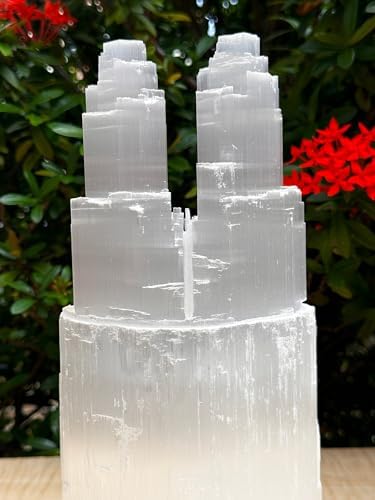 GAF TREASURES Selenite Twin Tower Lamp
