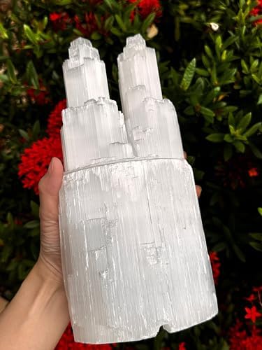 GAF TREASURES Selenite Twin Tower Lamp