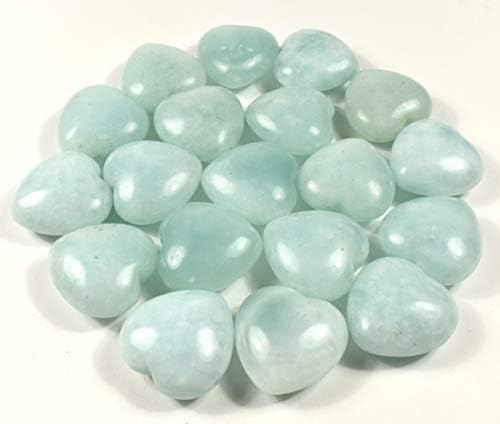 Blue Aquamarine Puffy Heart Stones 2PCS