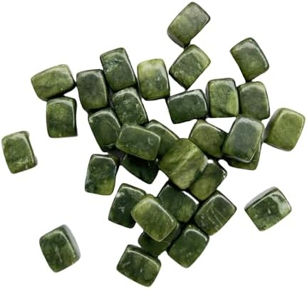15Pcs Green Jade Tumbled Rule Block Healing Stones for Reiki Vase Filler and Chakra Balancing