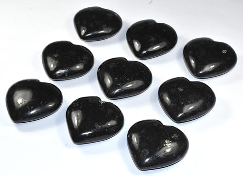 Pair 25 Inch Nuummite Heart Crystals with Stand