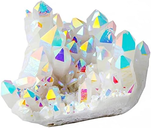 Rockcloud Titanium Coated Crystal AB Rough Stone Cluster Druzy Geode Figurine 2 Pcs