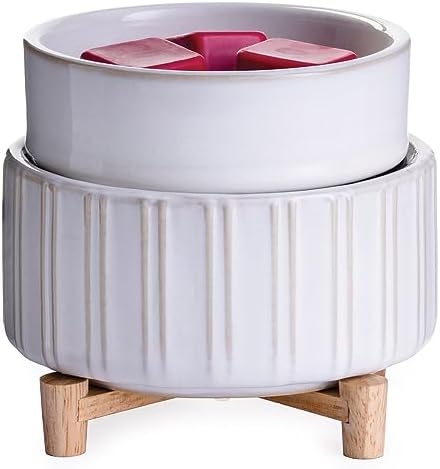 Candle Warmers ETC 2-in-1 Ceramic and Wood Fragrance Warmer