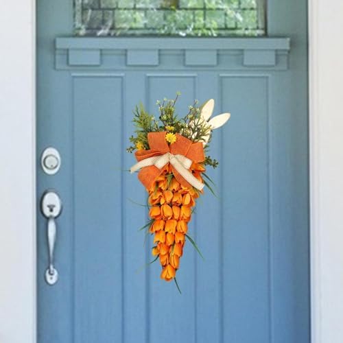 Tulip Carrot Easter Swag Wreath for Front Door and Office Decor