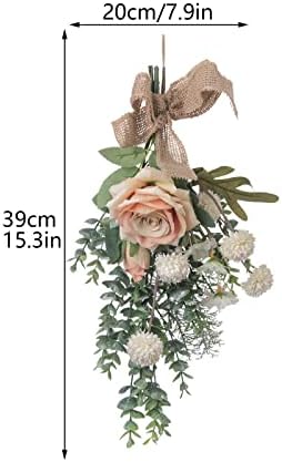 15in Artificial Floral Swag Wreath with Eucalyptus and Burlap Bow