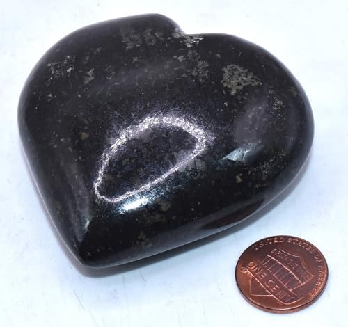Pair 25 Inch Nuummite Heart Crystals with Stand
