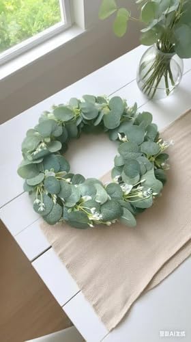 Elegant 16 Artificial Green Leaf Wreath for Door and Wall Decor