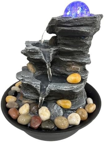 Rock Cascading Tabletop Water Fountain with LED Lights