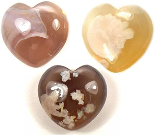 Pair 30mm Multicolored Agate Heart Gemstone