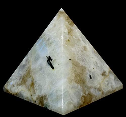 HC Set 79mm Rainbow Moonstone Pyramid with Clear Quartz Cabochon