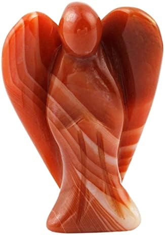 Mookaitedecor Bundle - 2 Items Carnelian Angel Figurines Amethyst Crystal Money Tree with Chakra Stones Resin Base