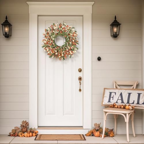 24 Inch Realistic Fall Door Wreath for Home Decor
