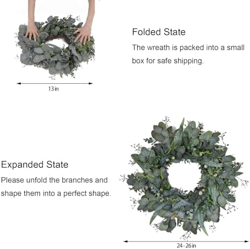 24-26 Inch Eucalyptus Wreath for Front Door