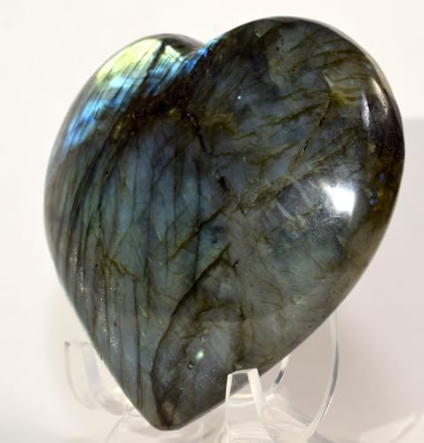 37 Inch Blue Flash Labradorite Heart with Stand