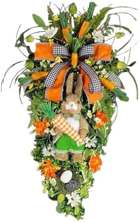 Easter Teardrop Wreath Hanging Decoration Orange Carrots