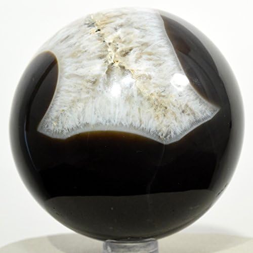 HQRP 67mm White Black Agate Sphere Crystal Decor Stone with Stand