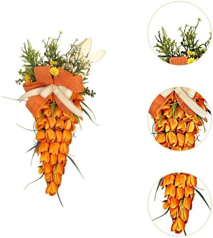 Tulip Carrot Easter Swag Wreath for Front Door and Office Decor