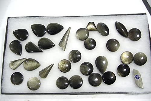 Mexican Gold Sheen Obsidian Lapidary Gem Stone Set 31 Pieces