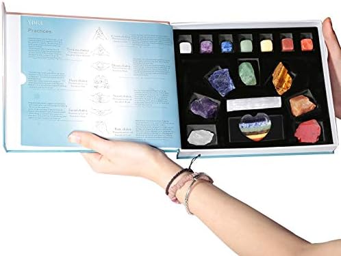 Rockcloud Chakra Therapy Starter Kit with 7 Stones and Worry Stone